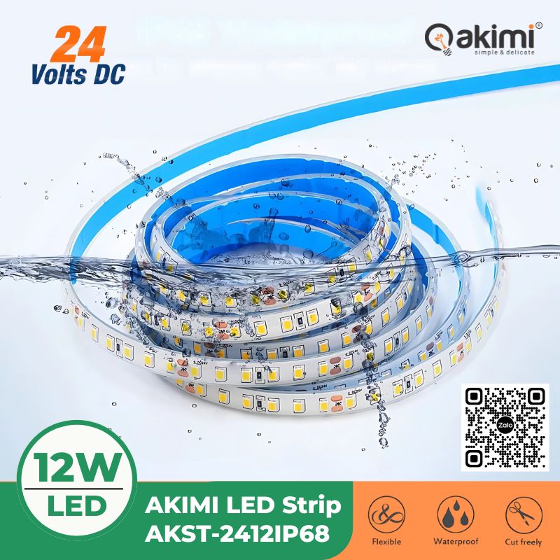 Led dây DC 24V IP68 12W/m (Cuộn 5m - dùng ngoài trời) | AKST-2412IP68